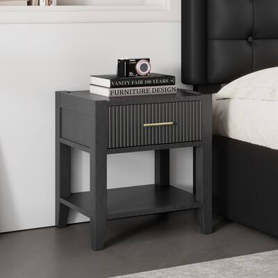 Wooden Nightstand End Table With a Drawer And an Open Storage,Sturdy Frame,Versatile Use