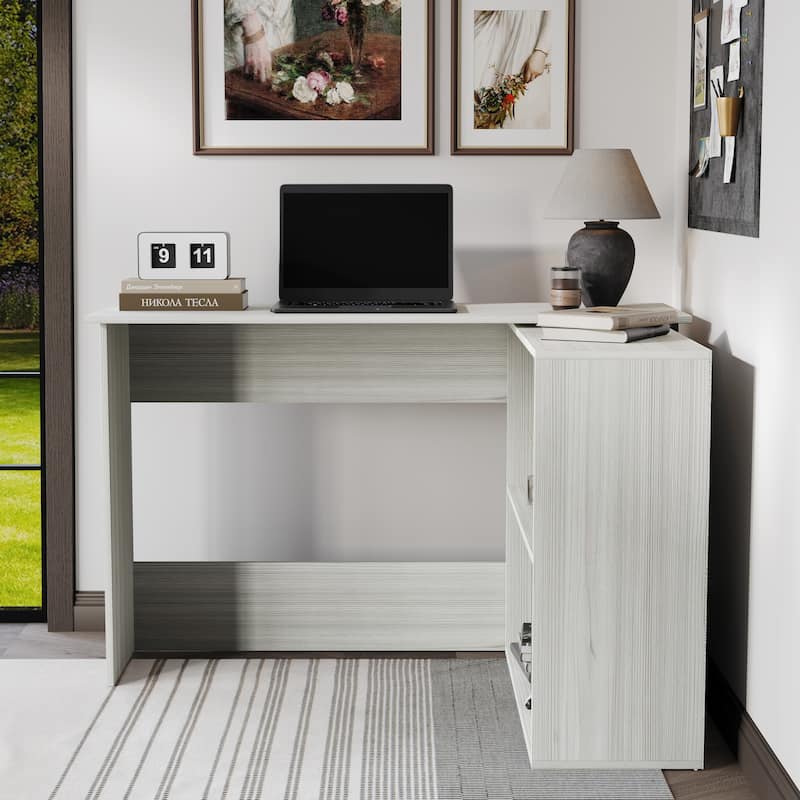 CraftPorch Contemporary L-Shape Writing Desk with Cabinet