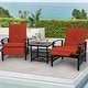 preview thumbnail 48 of 51, Outdoor Cushioned Chaise Lounge Adjustable Patio Reclining Lounge Chair, Recliner Lounge Chair & Bistro Table Set Red+Table