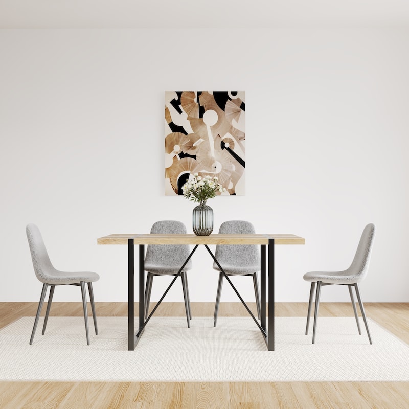 Dining Chairs Set of 4, Modern Accent Chairs with Linen Fabric Upholstered Seat