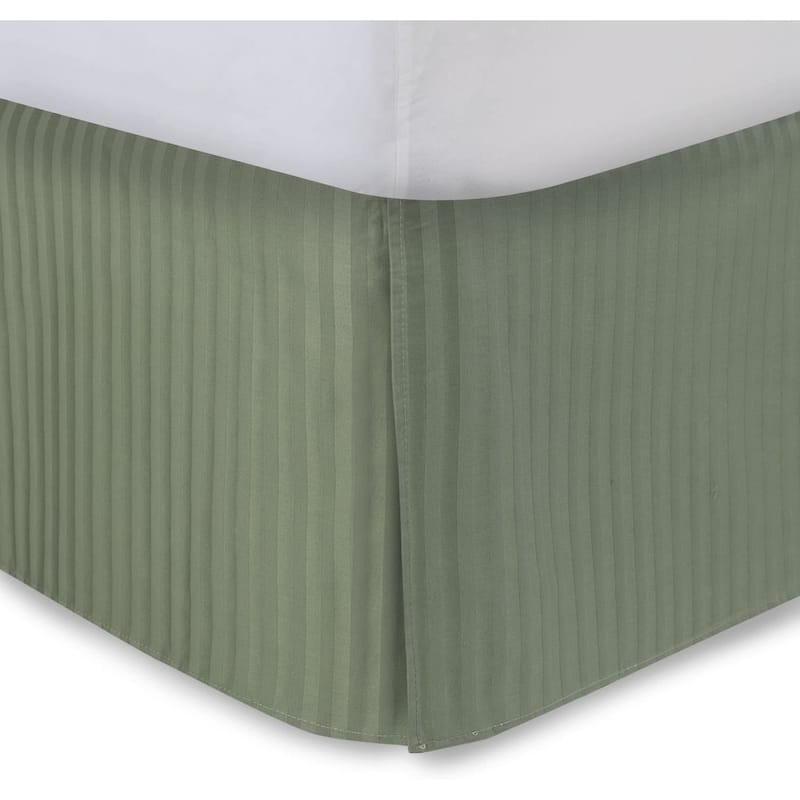Tailored Bed Skirt, Pleated Sateen Striped Dust Ruffle with Split Corners