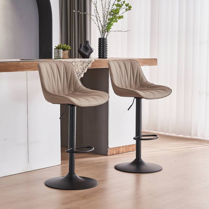 Adjustable Swivel Bar Stools Set of 2 Modern Upholstered Counter Stools