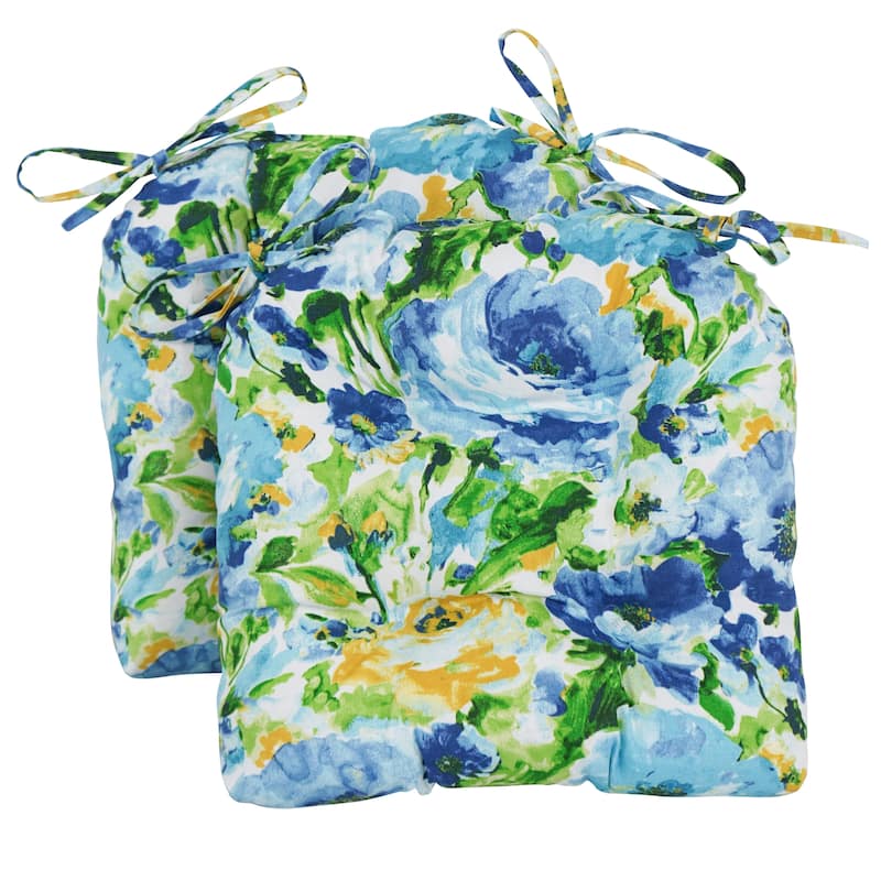 16-inch Rounded Back Tufted Indoor/ Outdoor Chair Cushions (Set of 2) - 16"