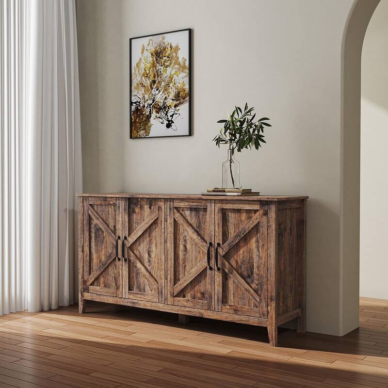 59" Freestanding Storage Cabinet with 4 Doors Buffet/Sideboard