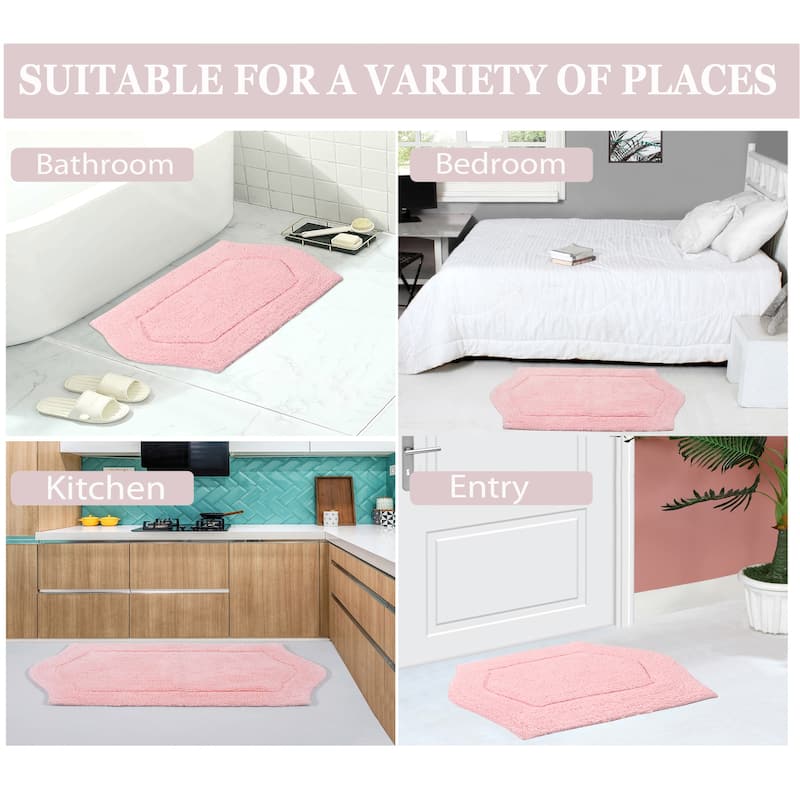 Waterford Collection 100% Cotton Non-Slip Bathroom Rug Set, Machine Washable Bath Rug, 5 Piece Bath Mat Set with Contour