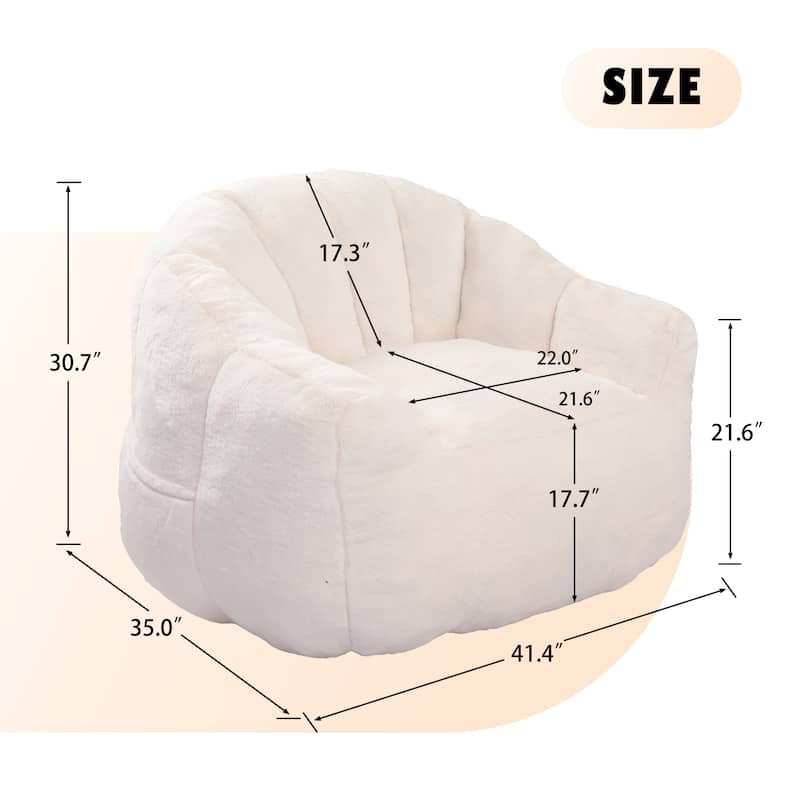 GDFStudio - Faux Fur 41.4" Deep Seat Bean Bag Chair with Armrests