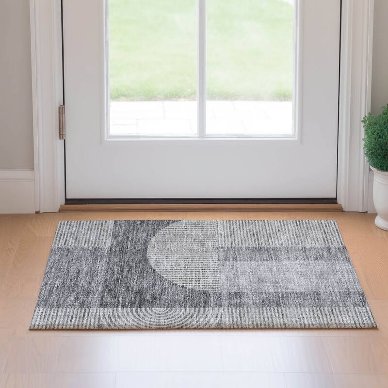 Premium Washable Super Soft Modern Deco Mayfield Rug - Gray - 1' 8" x 2' 6" - Rectangle