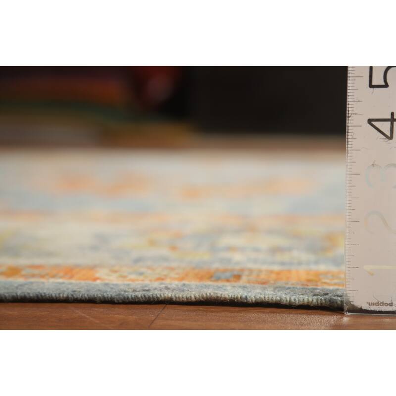 Hand Knotted Oriental 100% Wool Carpet Transitional All-Over Navy Blue & Blues Oushak Area Rug - 10' 6'' X 7' 11''