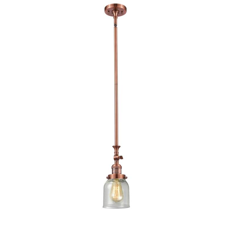 Innovations Lighting Small Bell 5" Wide Adjustable Mini Pendant - Antique Copper / Seedy