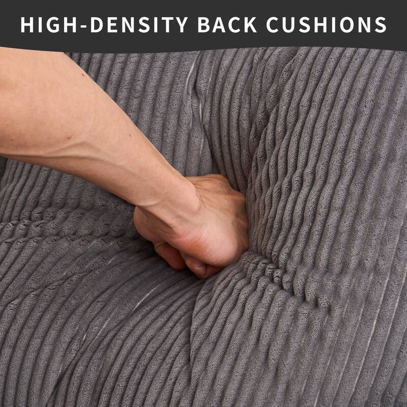 3-Seater Full Sponge Compression Sofa Chaise Longue with 4 Pillows