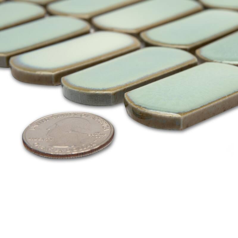 Merola Tile Hudson Capsule Mint Green 12-1/4" x 13-1/8" Porcelain Mosaic Floor and Wall Tile