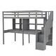 preview thumbnail 20 of 25, Stairway Twin Size Loft Bed with Double Desks and Storage Shelves, Wooden Loft Bed Frame with Storage Staircase & Guardrails