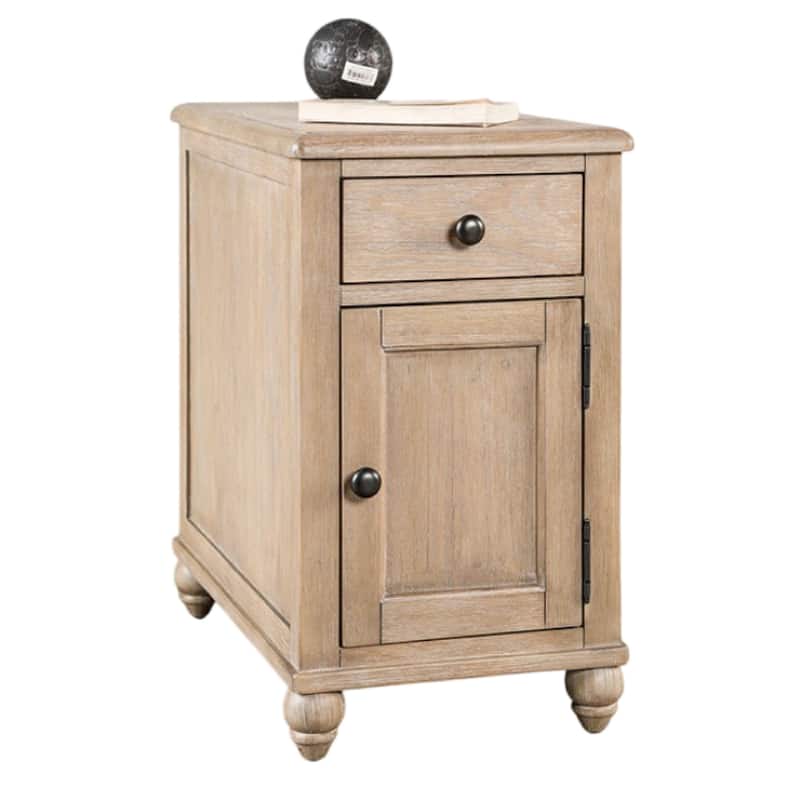 Cherie Side End Table, 1 Drawers 1 Door, Light White Wash, 24 Inch