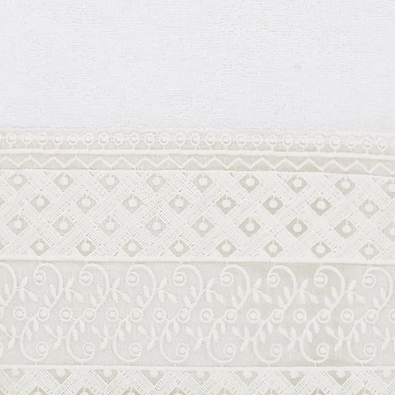 Authentic Hotel and Spa 100% Turkish Cotton Aiden 3PC White Lace Embellished Towel Set