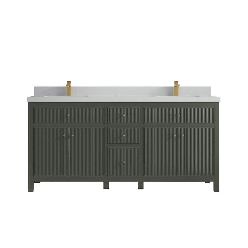 Willow Collections 72 in W x 22 in D Sonoma Free Standing Reeded Double Sink Bathroom Vanity with Countertop