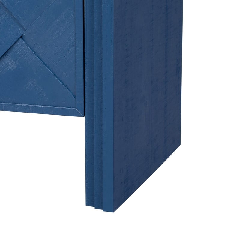 59.8" Luxury Multi-Functional MDF Sideboard with Woven Wood Slat Doors and Tiered Design for Home Storage