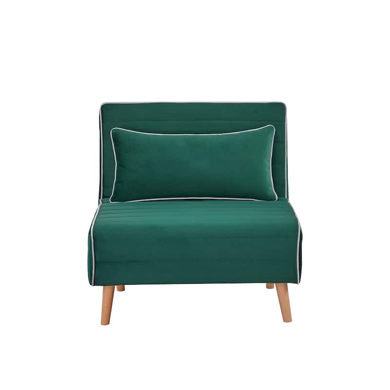 2-Piece Velvet Foldable Sleeper Sofa Chair, Sofa Bed with 3-Position Adjustable Backrest, Quick 10-Second Conversion