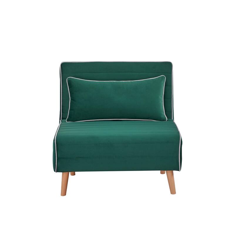 CANON Modern Velvet Foldable Sofa Bed with Piping Design - 3-Position Adjustable Backrest