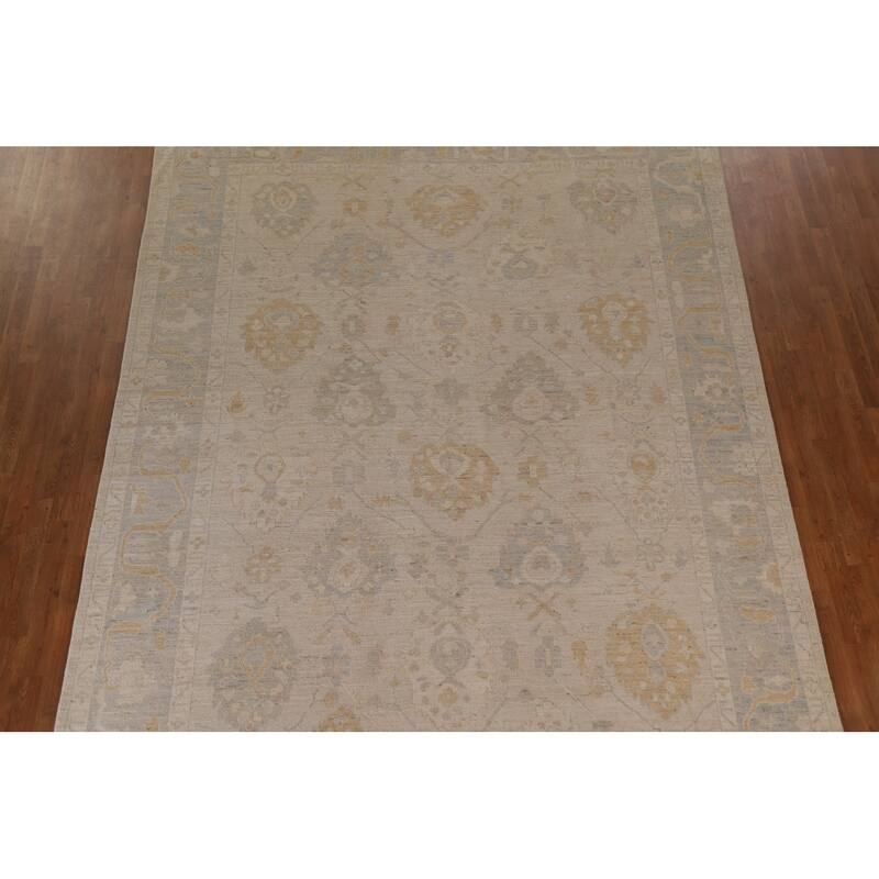 Floral Oushak Turkish Area Rug Hand-knotted Wool Carpet - 8'8"x 11'10"