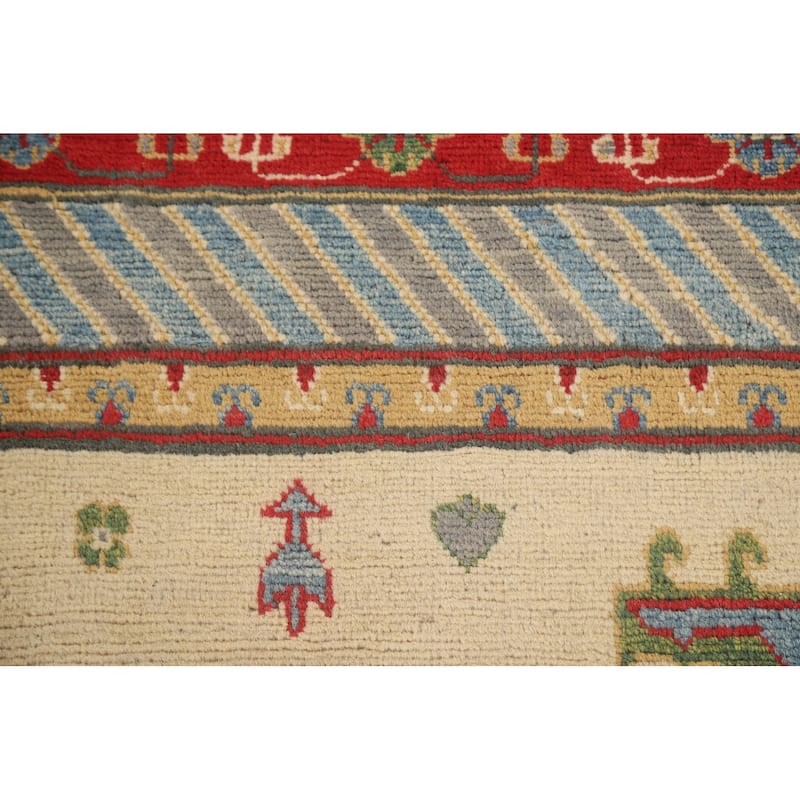 Traditional Kazak Area Rug Hand-Knotted Wool Carpet - 7'0" x 9'11"