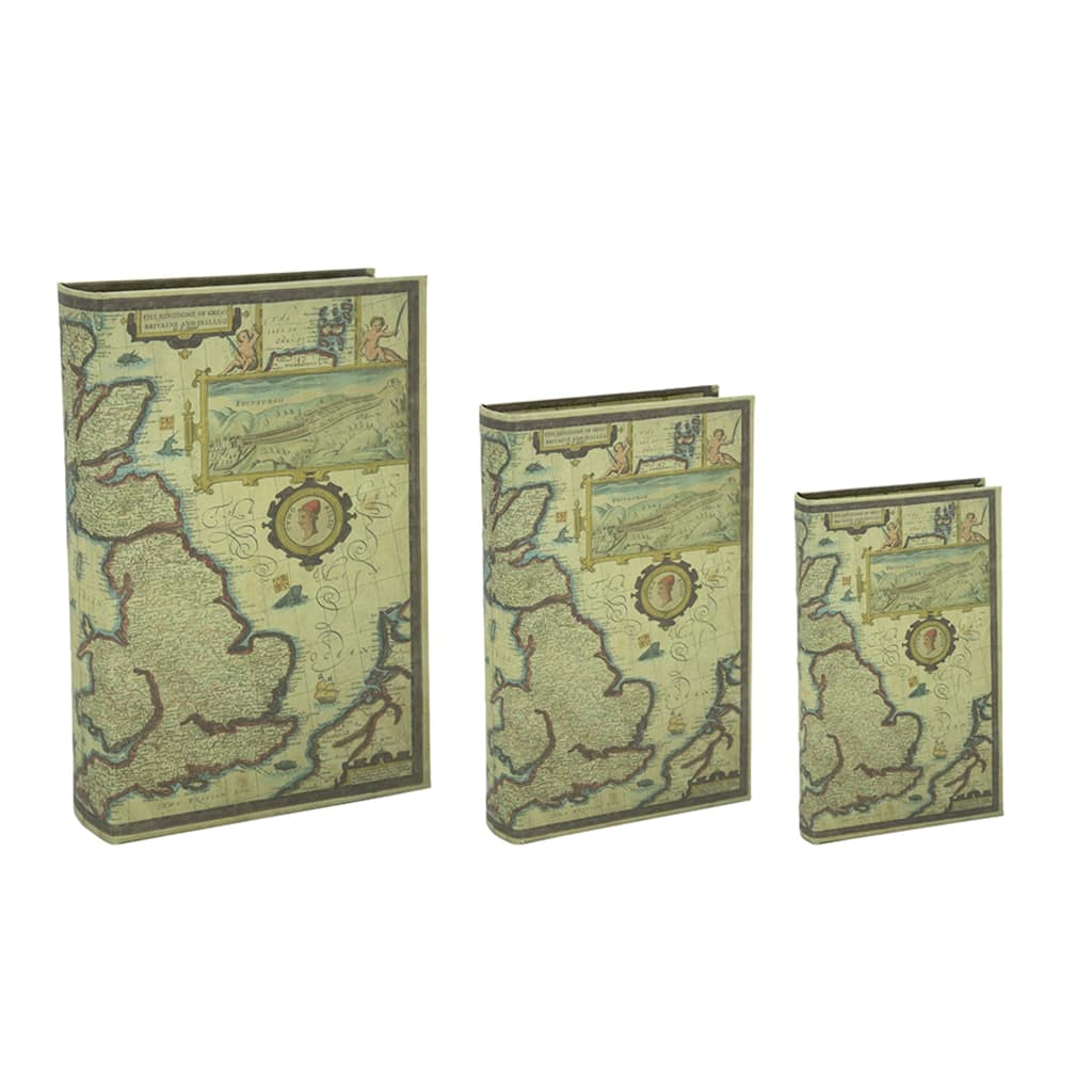 Map Book Storage Boxes - 13" - Green - Set of 3