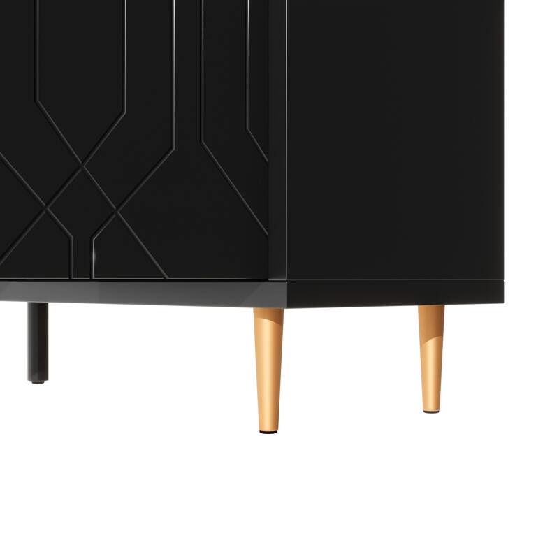 Scandinavian Style TV Stand with 3 Doors & Adjustable Shelves, Media Cabinet for Living Room