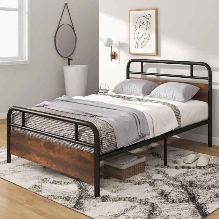 Bed Frame with Industrial Headboard