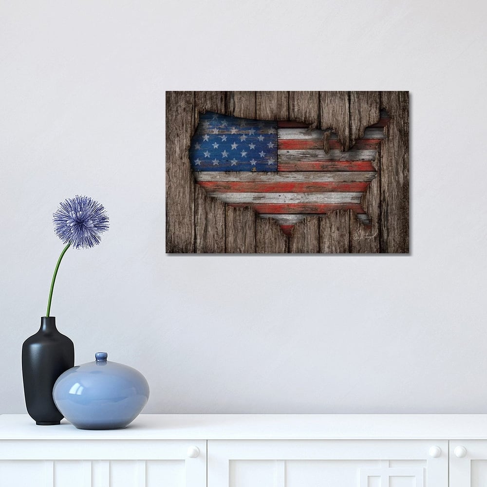 iCanvas "American Wood Flag" by Diego Tirigall Canvas Print