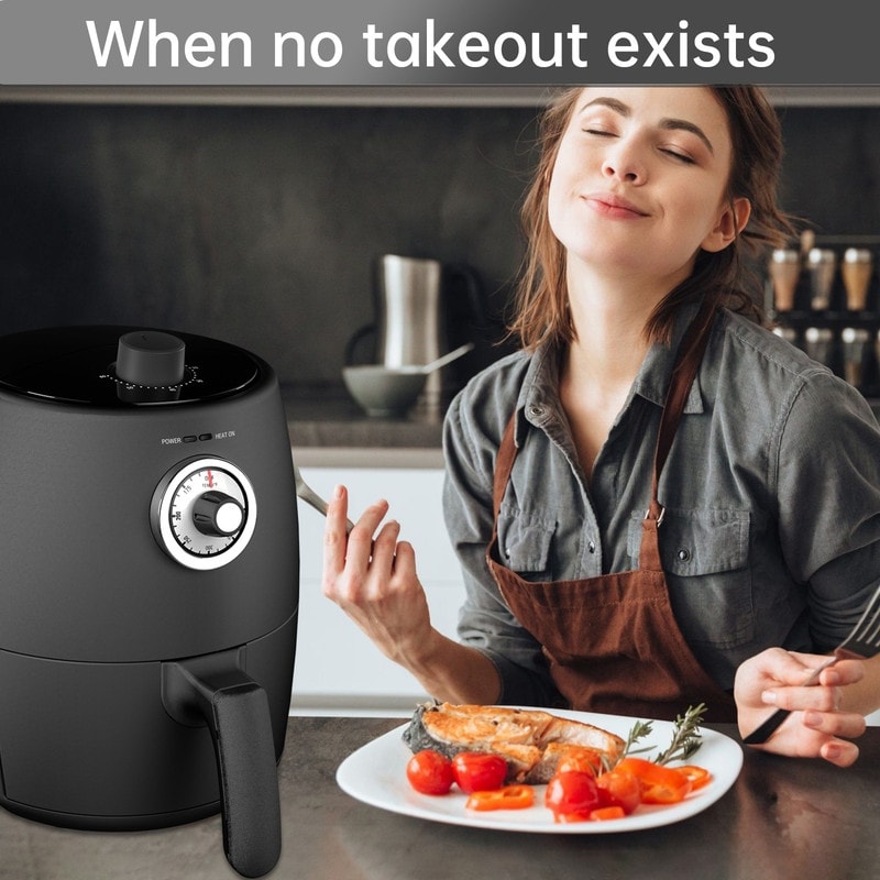 Elexnux 2 QT. Compact Mini Air Fryer with Time Temperature Adjustable Black