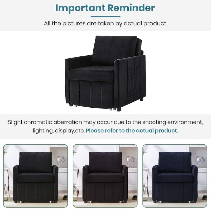 Roomfitters Convertible Sleeper Sofa with Pull-Out Bed 5-Position Adjustable Backrest Side Pockets & Storage Basket