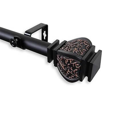 Decorative Window Curtain Rod - Tension Rod, Adjustable, Black Finish, 4x4x65 Inch Home Decor - 120
