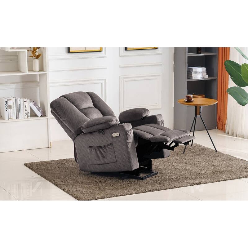 MCombo Small Power Lift Recliner Chair with Massage and Heat for Short Elderly People, Fabric 7569