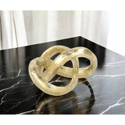 HomeRoots 6" Gold Cast Iron Modern Abstract Infinity Knot Tabletop Sculpture - 5.75' X '3.25' X '5.25