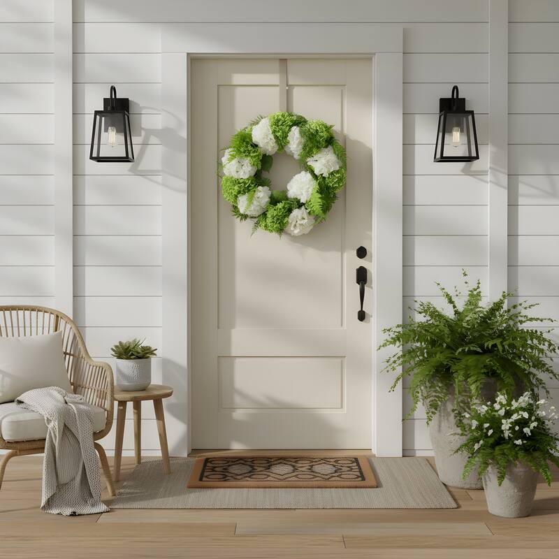 24" Hydrangea Wreath with Ferns
