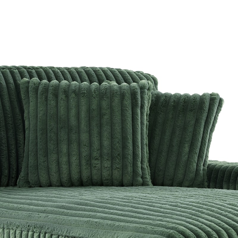Modern Stripe Faux Fur Square Throw Pillows (Set of 2)