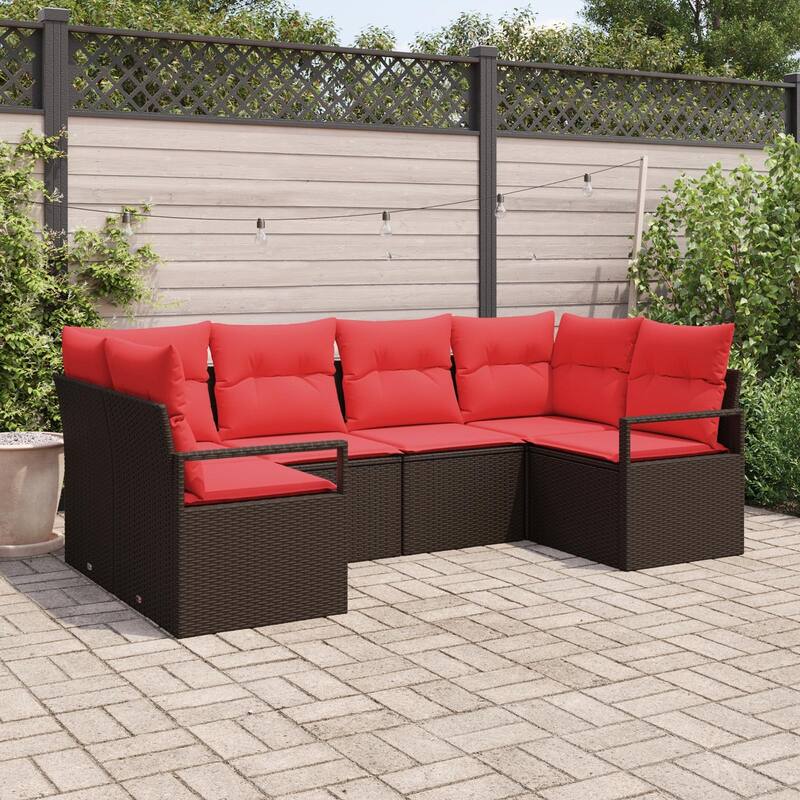 vidaXL 6 Piece Garden Sofa Set with Cushions - 92.1×48×27.2 - Brown