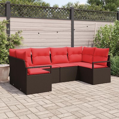 vidaXL 6 Piece Garden Sofa Set with Cushions - 92.1×48×27.2