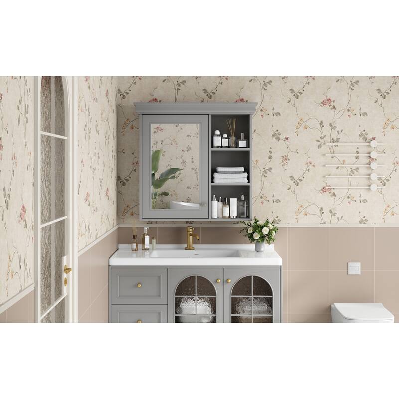30"x28"Bathroom Medicine Cabinet with Mirror,Wall Mounted Mirror Cabinet with Storage Organizer,Over the Toilet Storage Cabinet