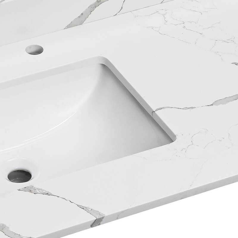 Bathlet Calacatta Quartz 60-in Single Sink Bathroom Vanity Top with Side Splash