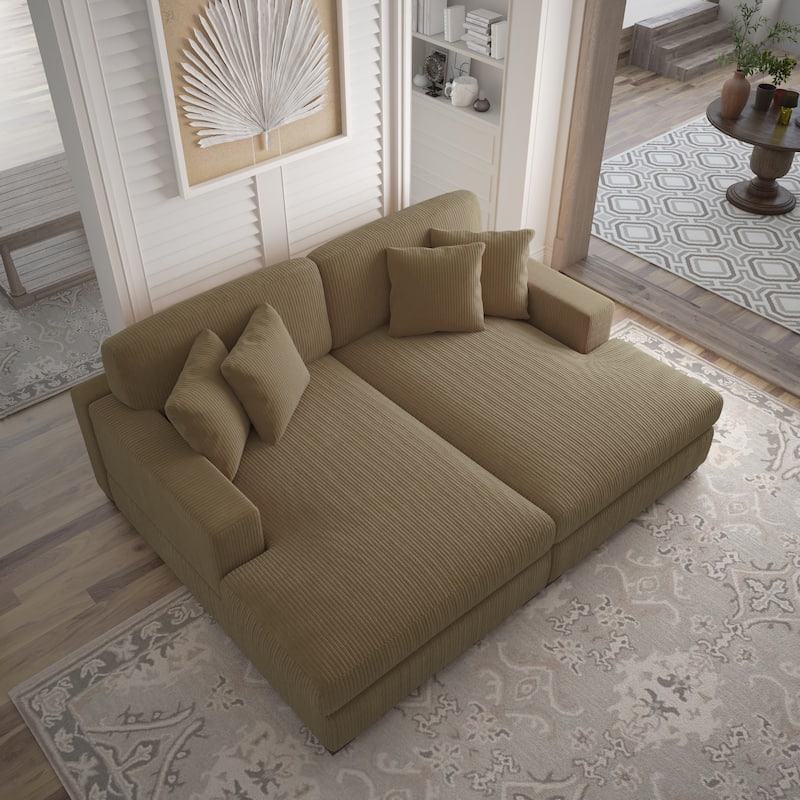 Corduroy Modular Couch Sectional Chaise Lounge Sofa