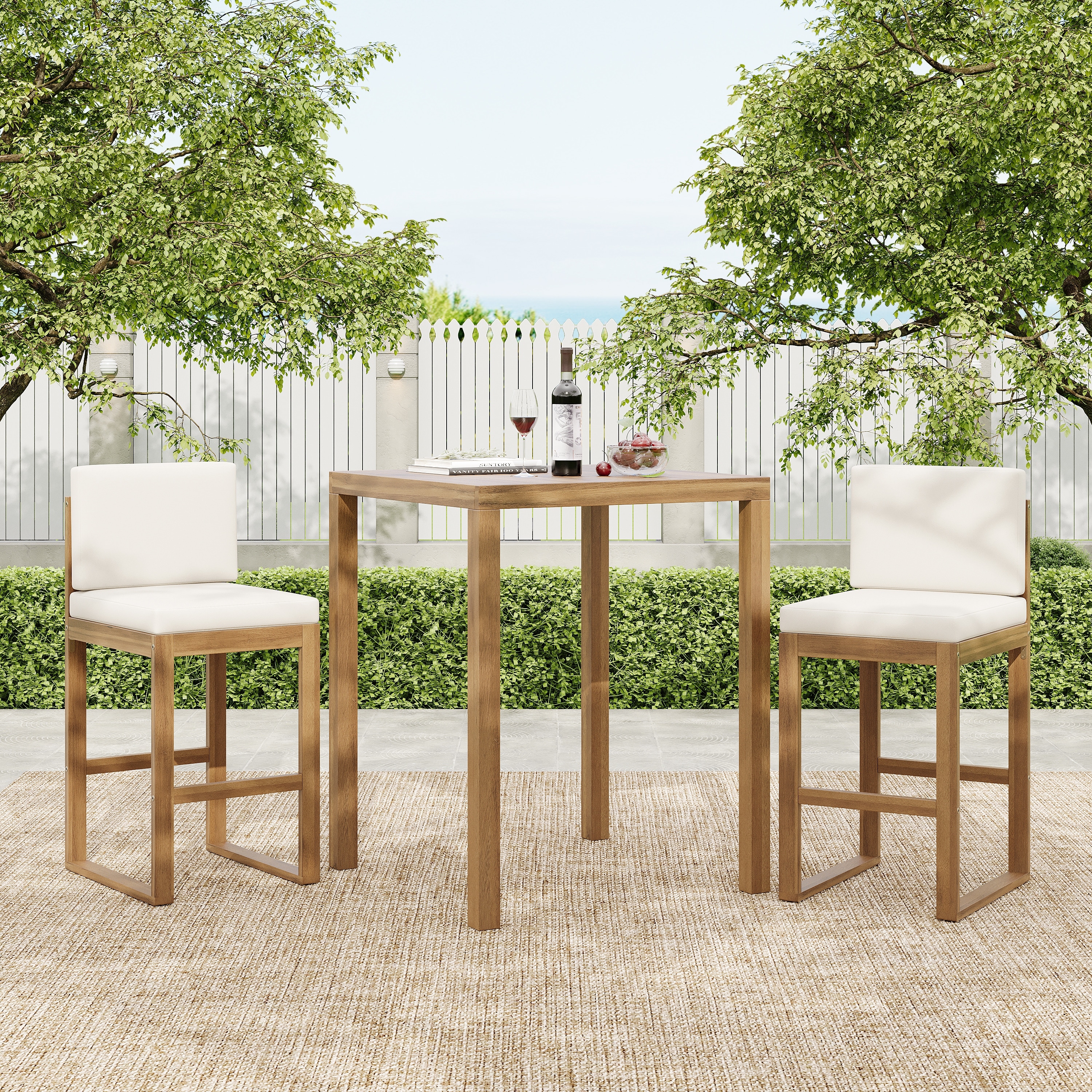 Christopher Knight Home Cole Outdoor 3-piece Acacia Wood Bar set