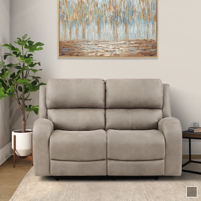 Mabel Polished Microfiber Manual Double Reclining Loveseat