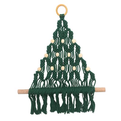 Novica Handmade Evergreen Tree Macrame Wall Hanging