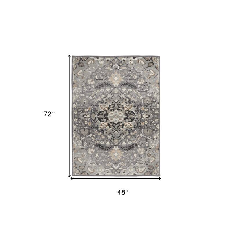 Floral Non Skid Stain Resistant Low Pile Area Rug - 72' X '48' X '0.25
