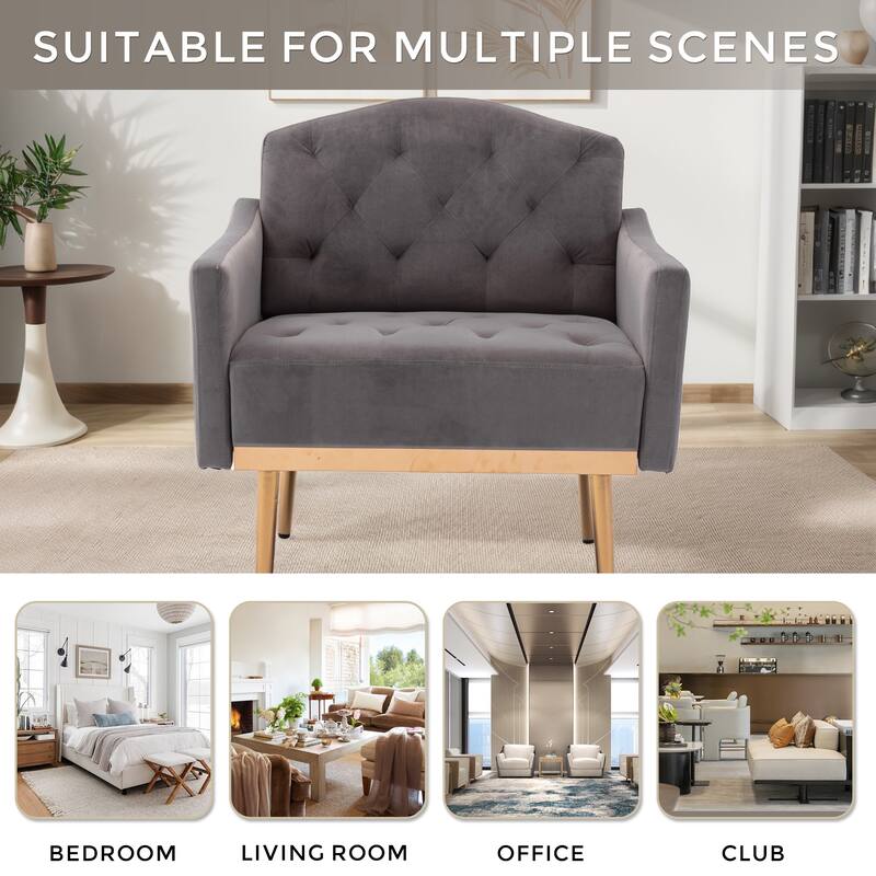 Tufted Decorative Fabric Armchair