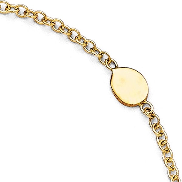 Italian 14k Gold Polished Anklet with 1in ext - 9 inches