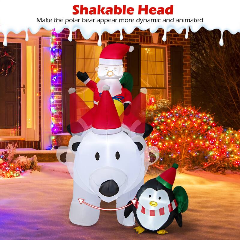 Gymax 7FT Christmas Inflatables LED Lighted Xmas Inflatable Polar Bear - See Details