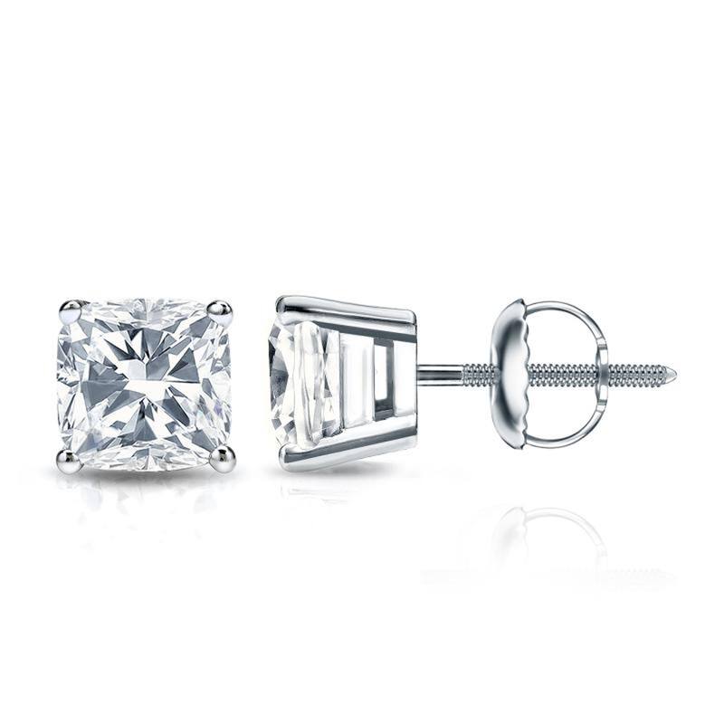 Auriya 14k Gold 2ctw Cushion Cut Diamond Stud Earrings - White