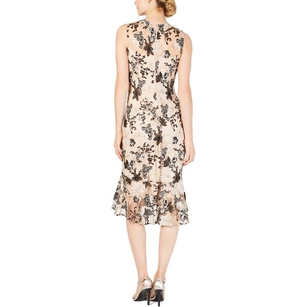 calvin klein embroidered floral gown