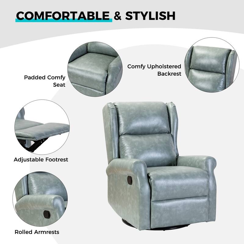 Baksoho Contemporary Faux Leather Swivel Nursery Chair with Metal Base by HULALA HOME